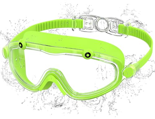 Ambiende dykglasögon för barn, imfria med UV-skydd, ett klicksystem och silikontätning – HD simglasögon barn för 3–10 år unisex, grön