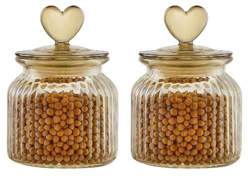 BUERPINKING 2 Pezzi Barattolo per Caramelle in Vetro, Confettata Contenitori con Coperchio Per Feste, Matrimonio e Cucina, Barattole in Vetro Spesso e Resistente per caramelle, ingredienti, spezie