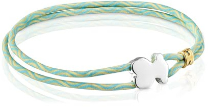 TOUS Pulsera Elástica para Mujer con Motivo de Oso de Plata de Primera Ley, Colección Sweet Dolls
