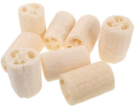 Vaguelly 8 Stück Teiliges Natürliches Loofah Schwamm Sanftes Peeling und Kraftvolle Fettentfernung Vielseitig für Dusche Körpermassage und Küchenreinigung Ergonomisch Schnell Trocknend