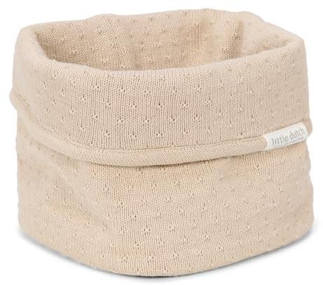 Little Dutch Wickeltischkörbchen Körbchen Korb Utensilo Organizer für den Wickeltisch Baby Strick - Soft Beige - Pure