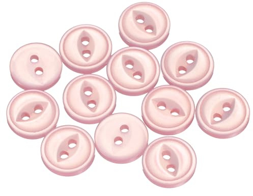 QUARKZMAN 50 Stück Knöpfe Rosa Nähknöpfe 11,5mm Runde Harz Buttons | DIY Bastelnknöpfe, 2-Loch Fischaugen, Für Handwerk Hosen Kleider Röcke Kleidung Blusen Hemd