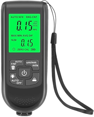 Misuratore di spessore della vernice for auto 0-2000 UM Tester automatico for rivestimento pellicole Fe e NFe Strumenti manuali for,Prove non distruttive(Noir)