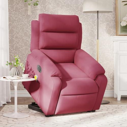 Mimdixy Fauteuil de salon, fauteuil rembourré, fauteuil de massage, fauteuil de massage électrique, en velours bordeaux, pour salon et chambre à coucher, installation rapide