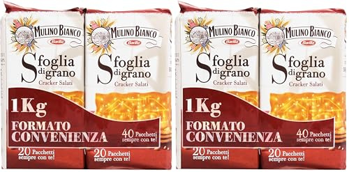 Mulino Bianco Cracker Salati con Lenta Lievitazione Naturale, Snack Salato per la Merenda, Formato Bipacco 1 Kg (Confezione da 2)