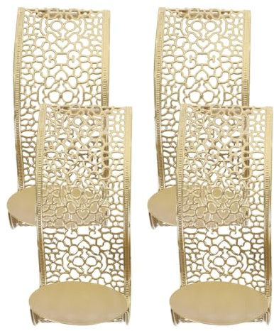 COOPHYA Aplique de Vela de Pilar Montado Pared 4 Piezas, Candelabros de Metal Huecos para Decoración de Pared en Sala, Soporte Colgante para Velas de Té, Diseño Moderno Resistente