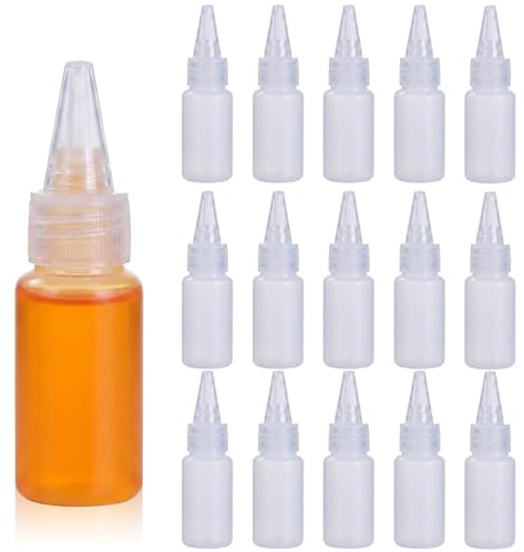 XENQITO 16 Piezas Squeeze Bottle, Biberon Cocina 20ml, Botellas Pequeñas de Plástico, Botellas Plastico Pequeñas, Botella Exprimible, Biberon Salsas con Tapas para Salsa Ketchup Oliva Mostaza Líquida