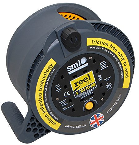 SMJ Electrical RP2010 Cable Reel, 2400 W, Black/Yellow