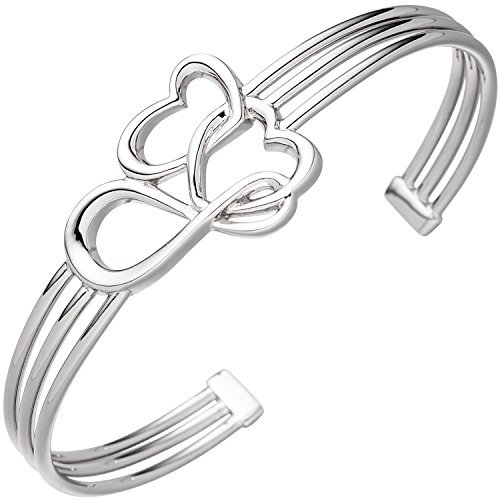 Jobo Damen-Armspange aus 925 Sterling Silber mit Herzen 18,5 cm