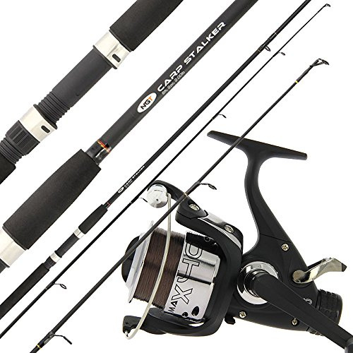 NGT 8ft 2pc Black Carp Stalker Fishing Rod + Max 40 2BB Carp Runner Reel & Line