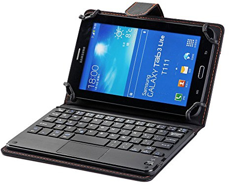 J&H Lenovo Tab 7 Essential - Funda universal con teclado para tablet de 7.0 a 7.9 pulgadas, funda de piel sintética con teclado Bluetooth (ratón Touchpad) para Lenovo Tab 7 Essential de 7.0 pulgadas