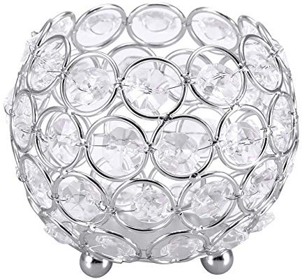 Cafopgrill Kristall Teelicht Kerzenhalter Hochzeit Home Party Büro Tischdekoration Tischdekoration(1cm-Silber)
