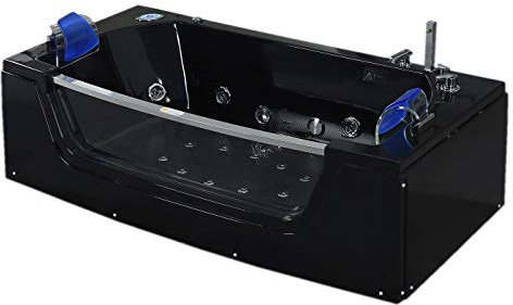 Bath TUB SPA Black Whirlpool Bathtub 180 x 90 cm HOT TUB CHROMOTHERAPY Jamaica