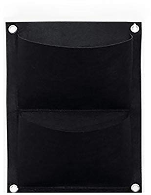 tooloflife Wand-Pflanzsäcke zum Aufhängen, Pflanzbeutel, Blumentasche, schwarz, für Balkongeländer, Zaun, Blumen, Kräuter- und Gemüsepflanzen (vertikal-2 Taschen)