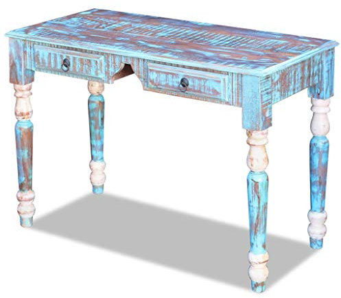 TEWTX7 Retro Schreibtisch mit Zwei Schubladen, Computertisch, Homeoffice, Büro, Arbeitszimmer, Wohnzimmer, stabil, platzsparend, einfacher Aufbau, Industrie-Design, Vintage, Komplett handgefertigt