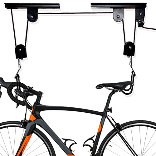 Fahrrad Aufhängung, Fahrrad Deckenhalterung, Fahrrad Deckenlift, Fahrradlift mit Flaschenzug, Fahrradaufhängung Decke Fahrradlift Decke für Garage und Keller