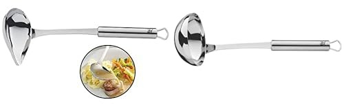 WMF Profi Plus Suppenkelle 30 cm, Saucen-/ Schöpflöffel & Profi Plus Saucenlöffel 28 cm, Soßenkelle mit Schnaupe, Cromargan Edelstahl teilmattiert, Suppenkelle spülmaschinengeeignet