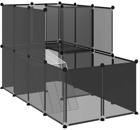 vidaXL Cage pour Petits Animaux Noir 142x74x93 cm PP et Acier Clapier Lapin