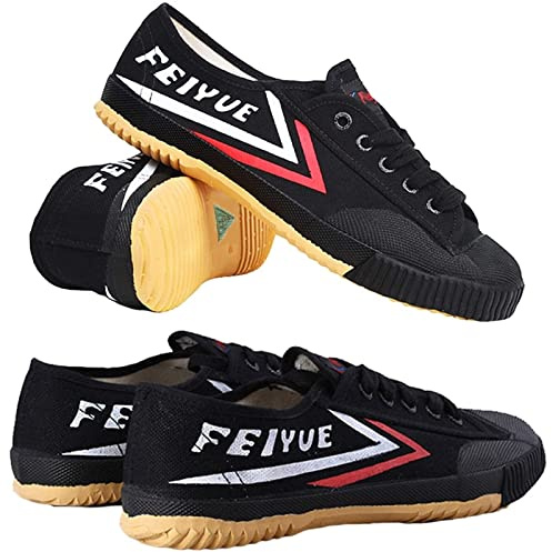 Kampsport Tai-Chi Kung Fu Sneakers Unisex Canvas Anti-Slip akrobatisk, Svart, 35 EU