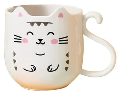 Tasse de chat Kawaii pour garçons et filles 360 ml - Tasse en plastique dur et résistant pour bébés ou tout-petits 11,5 x 8,5 x 9 cm - Tasse en polypropylène blanc