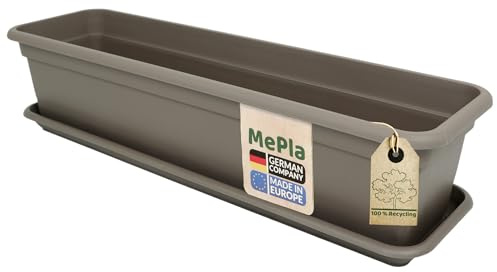 MePla Balcony Balcony balkonglåda 100 cm + fat – mullvad – blomlåda – växtkruka – väderbeständig och UV-resistent växtlåda av plast