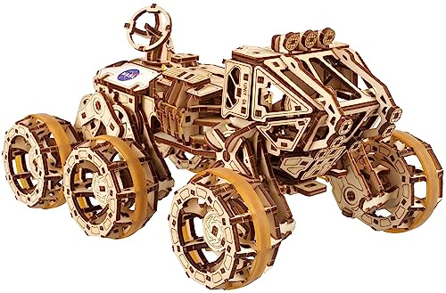 UGEARS Bemannter Mars Rover - Modellbausatz Erwachsene - 3D Holzpuzzle Mars Rover - Modellbau Holzbausatz mit 6x6-Allradantrie - DIY Bausatz Auto Ideal für Basteln Erwachsene und 3D Puzzle Enthusiaste