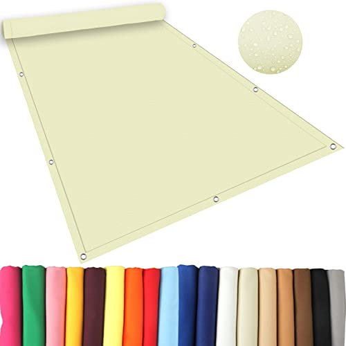 Voile D'ombrage Imperméable 3.5 x 6 m Auvent D'ombre, Auvent D'auvent, Filet Dombrage Rectangle 100% Ombrage UV Protection pour Patio Terrasse Extérieur, Sable, Beige