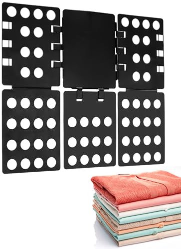 QWORK® T-Shirt Faltbrett, Zusammenleghilfe, Hemdenfaltbrett, Kunststoff, Schwarz