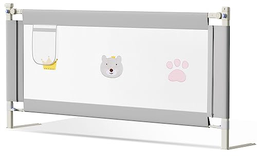 Ikodm Rausfallschutz Bett 150cm Bettgitter Klappbar Bettschutzgitter Für Kinder Bettgitter Babybettgitter für Kinderbettgitter Gitter-Grau