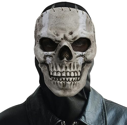 Masque de crâne pour Halloween,Masques tête de mort En latex naturel,Casque squelette effrayant Pour les fêtes de carnaval et les cosplays d'Halloween