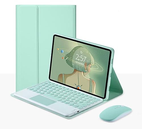 TAB RZL accessori Compatible with Amazon Fire HD 10 2021 10.1 pollici, tastiera touchpad Caso wireless tastiera Bluetooth Mouse Compatible with Amazon Fire HD 10. Più ( Colore : Green Touchpad Mouse )