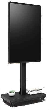 THEGA Mobiler TV Wagen Auf Rädern – Für 32-65 Zoll Fernseher, Horizontale Und Vertikale Bildschirmdrehung, Rollender TV Ständer, Tragbarer Boden TV Ständer, Belastbar Bis Zu 100kg