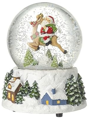 Heaven Sends Santa on Reindeer Musical Christmas Snow Globe