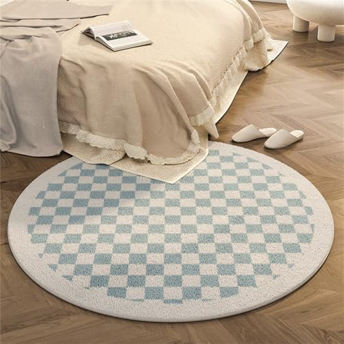YATOLA Teppich Krabbeldecke rutschfest Spielmatte Baby Krabbelmatte Groß Mädchen Jungen Waschbar Spielteppich Rund Kinderzimmer Boden Teppichmatte Flächenteppich Geometrisch (Blau 2, 100cm)