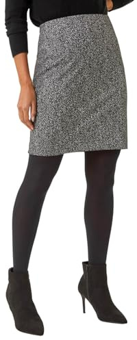 Roman Originals Smart Textured Stretch Skirt for Women UK - Ladies Everyday Autumn Winter Comfy Soft Evening Vacation Work Party Night Out - Charcoal Grey - Size 20