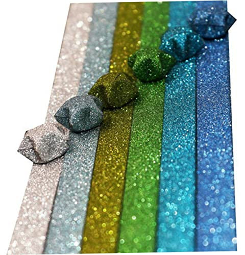 Amosfun 20sätze Diy Glitzerstern Faltpapier Bunte Papiere Für Kreative Bastelprojekte Für Origami Und Kinderhandwerk Gemischte Farben Glänzendes Design