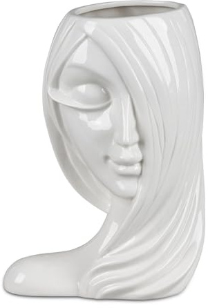 formano Deko Gefäß Büste Frauenkopf 26cm Keramik Weiß - Stilvolle Wohnzimmerdekoration