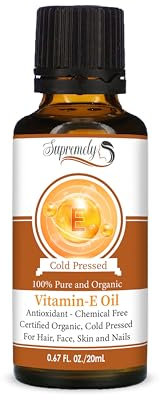 Supremely Organic Vitamin E Oil - 100% Pure & Natural for Radiant Skin, Luscious Hair and Strong Nails - Antioxidant Moisturizer - Repair, Protect and Hydrate Serum