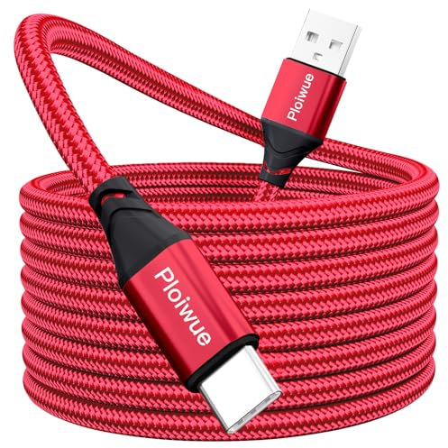 Cavo USB C da 5 metri, cavo di ricarica extra lungo in nylon USB C per controller PS5, cavo USB tipo C compatibile con Samsung Galaxy S20/S10/S9, Huawei, PS5, controller Xbox Series X/S, controller