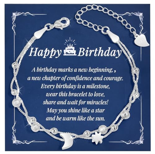 CheersLife Geschenke für Frauen Mädchen Armband Damen Silber 925 Sonne Mond Armband Geburtstags Geschenk für Sie Mutter Tochter Schwester Freundin Freundschaft Nichte Teenager