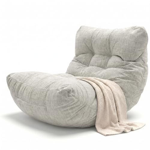 Aiire Pouf da Esterno XXL con Imbottitura Inclusa - Poltrona Sacco di Design per Giardino, Terrazza o Piscina - Bean Bag Chair 1 Posto per Relax o Lettura, Beige