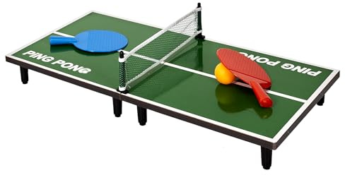 Mister Gadget, MG3385, Tavolo da Ping Pong 60x30cm, Modello Piccolo, Divertimento Divertente, Legno MDF e Plastica, Verde, Nero, Bianco, Blu, Rosso, Dimensioni: 60 x 30 x 7 cm