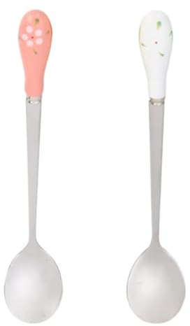 XPEX 2 Pieza Cuchara Larga,Cucharas Para Helado Sundae,Acero Inoxidable Colores Surtidos,Mango Largo,Cuchara Latte,Pulido De Espejo,Ideal Para Café,Postre Chocolate Caliente