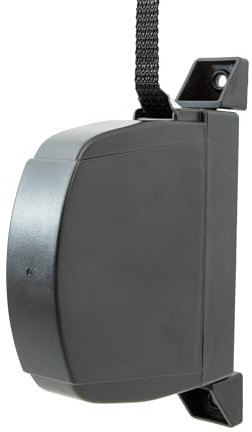 IdeaGenesis - Enrouleur pliable pour volet roulant - Enrouleur rabattable avec ruban pour fixation au mur ou au cadre de fenêtre - Système universel résistant (noir ruban noir, ruban 14 mm)