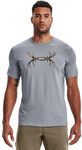 Under Armour Herren-T-Shirt mit Geweih-Logo, kurzärmelig, lässige Jagdbekleidung, Camouflage-Grafik-T-Shirt