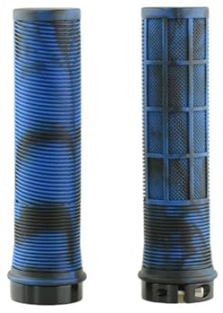 PJQUEKAIPJ bike handle grips TPR Bicycle Grips Integrated Bicycle Handlebar Grips Aluminum Alloy Lock On Bicycle Handles Non-slip MTB Bike Part ergonomic bike grips(Black-Blue)