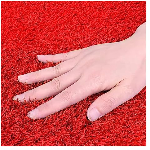 KJoBDwz Erba artificiale rossa, erba sintetica simulazione prato, tappetino spesso per prato con vista, spessore 0,78 pollici, tappeto per prato esterno (150 x 200 cm)