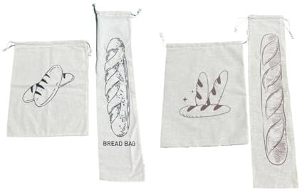QAZWZG Sacchetto Portapane Comodo Sacchetto for Il Pane in Lino con Coulisse da 4 Pezzi for riporre Facilmente Il Tessuto Traspirante Adatto al Pane Sacchetti Pane(4PCS Type)