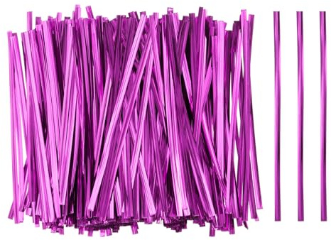 QUARKZMAN 800pcs Bolsa Twist Ties 4.7 Reutilizables Plástico Metálico Twist Ties Alambre Lazos para Fiesta Pan Dulces Pastel, Rosa