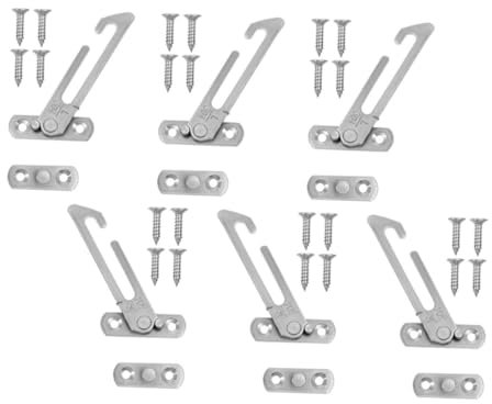 BATHVEVE 6stücke Teiliges Edelstahl Fensterfeststeller Sicherheitsfenstergriff Für Kippfenster Und Balkontüren Ohne Bohren Einfache Installation Kindersicherung Für Zuhause Silberfarben